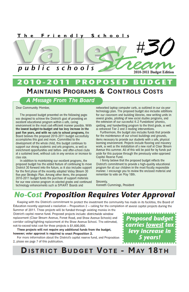 2010-2011 Budget Newsletter